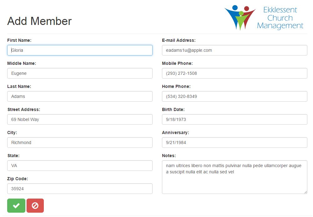 Edit member page.