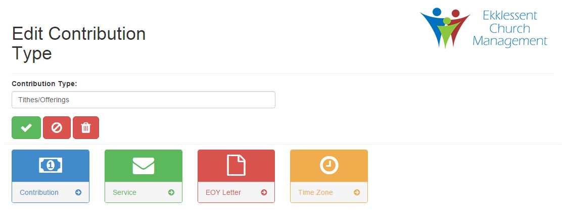 Edit contribution type page.