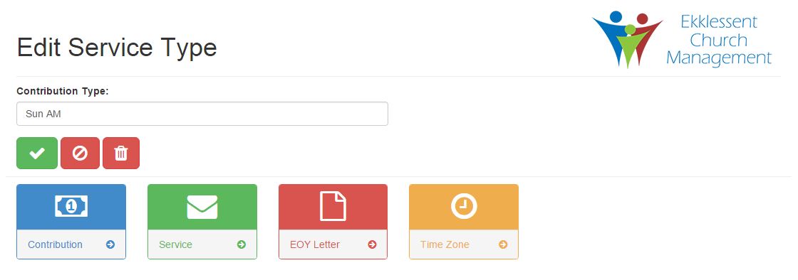 Edit service type page.