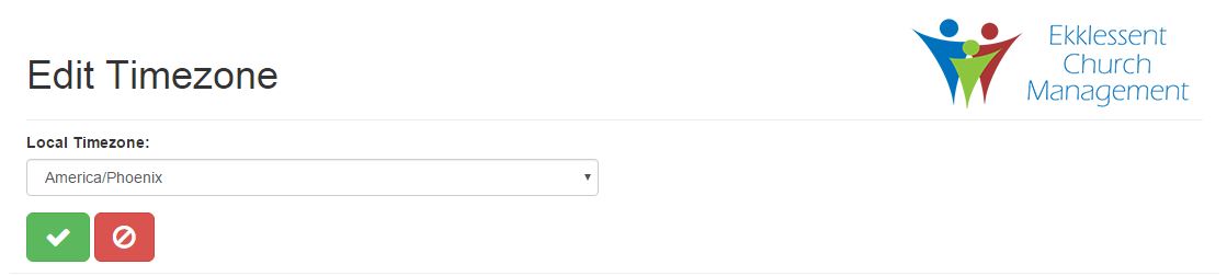 Timezone setting page.