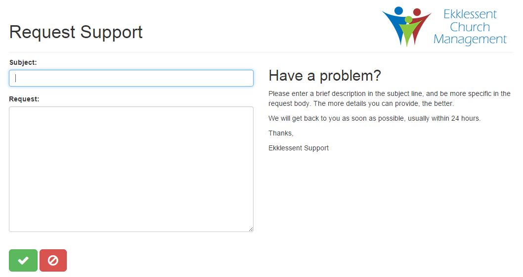 Request support form.