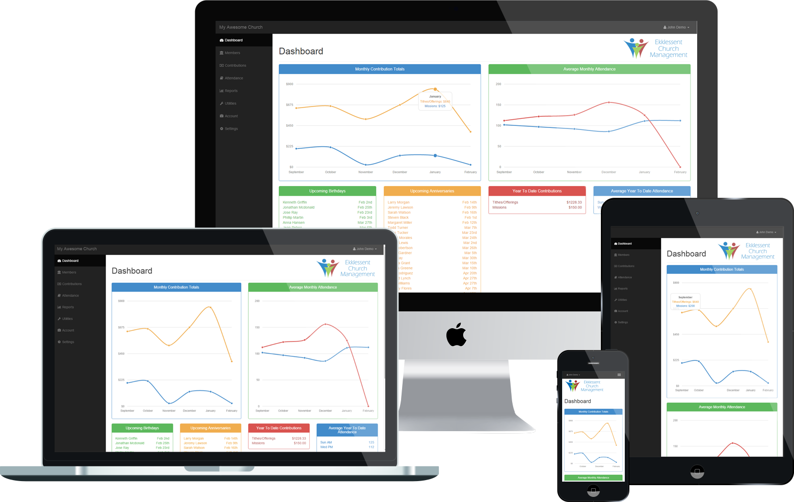 Ekklessent Church Management multi-device imeage.